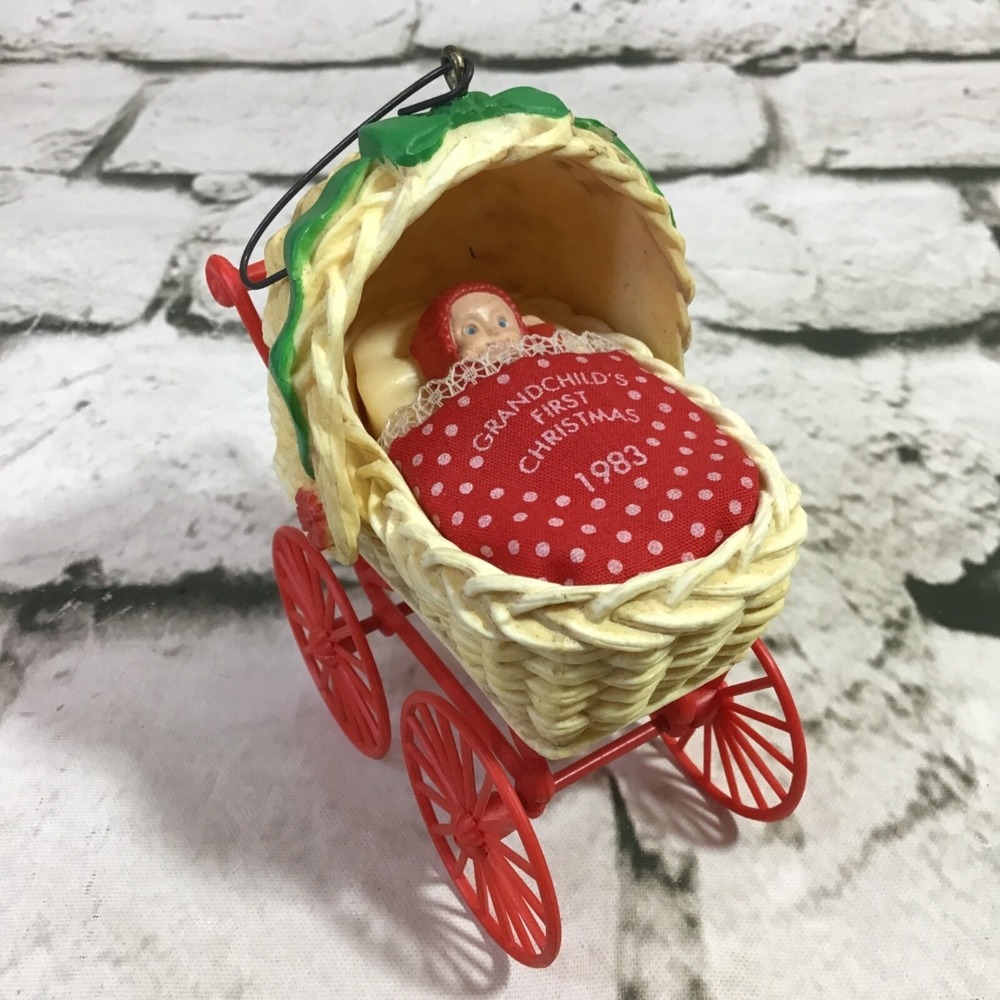 Vintage Christmas Ornament Baby‎ Carriage 'Grandchild's First Christmas 1983'